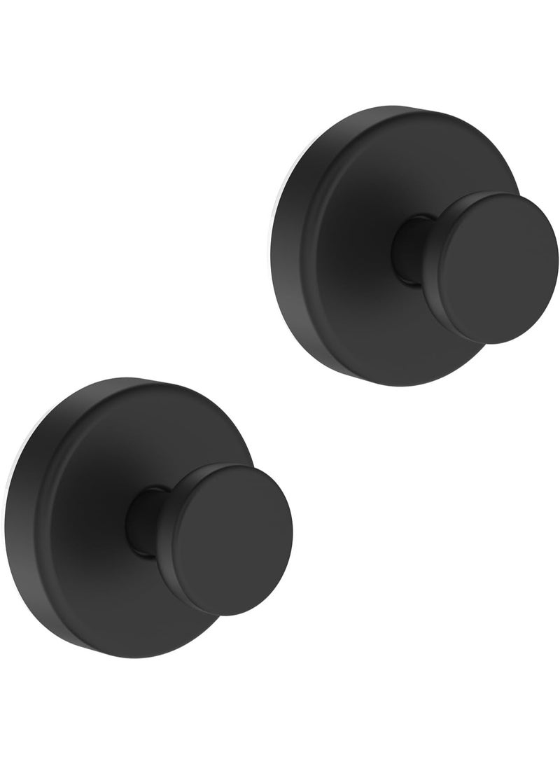 Suction Cup Hooks for Shower, Reusable Towel Hooks for Bathroom, 2 Pack, Black - Image 1